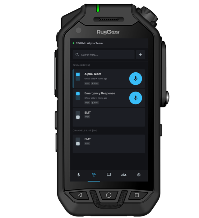 Handset showing the list of available channels.