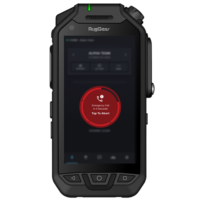 Handset showing an emergency call countdown before the call is placed.
