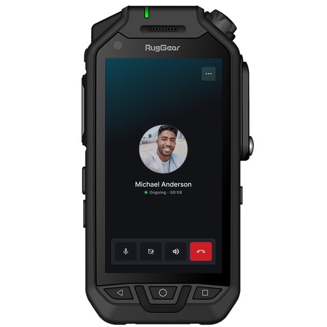 Handset showing an in-progress voice call.